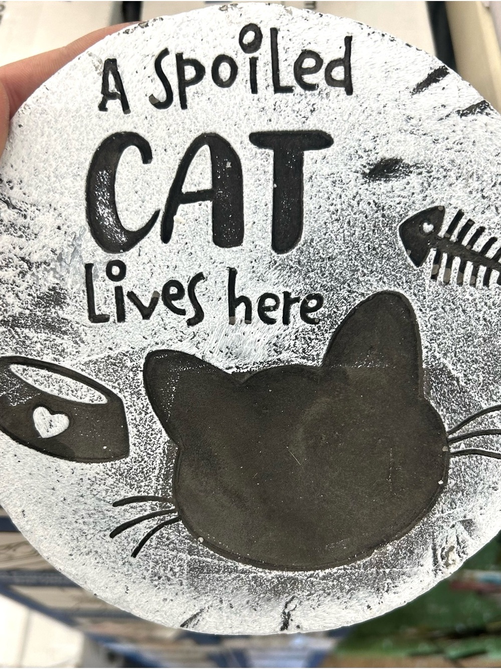 Spoiled Cat Lives Here Decorative Plaque - Black and White